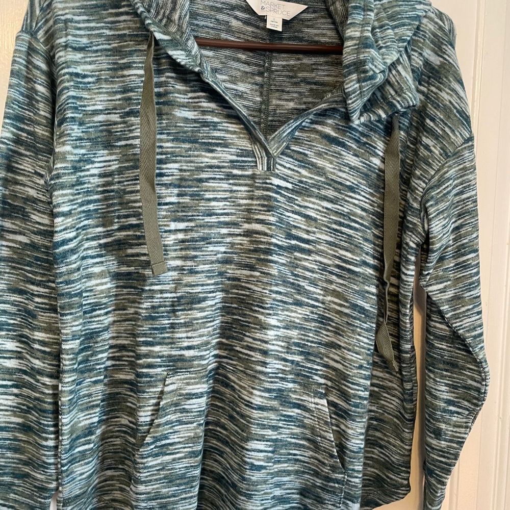 Striped Blue and Gray Hoodie